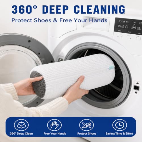 Shoe Washing Machine Bag Laundry Shoe Bag for Washer and Dryer Reusable 2pc Shoe Cleaning Bags for Sneakers 360° Deep Cleaning Machine for All Shoes Types Tennis With Self-locking Zipper - image 2