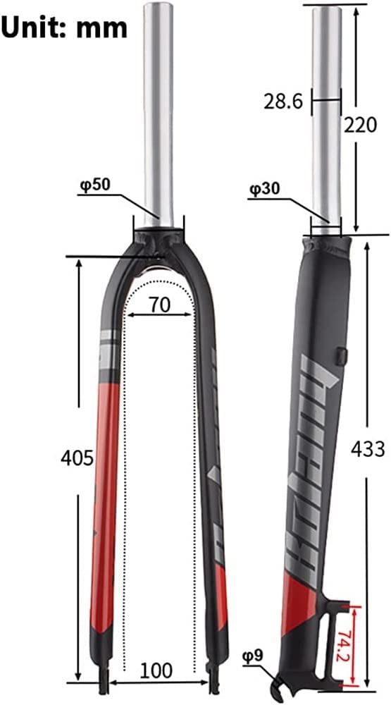 Fourche Avant De Vélo 26/27.5/29 "1-1/8", Pneumatique 2.35", Frein À Disque Rigide VTT Vélo Fourche en Alliage D'aluminium Accessoires De Vélo