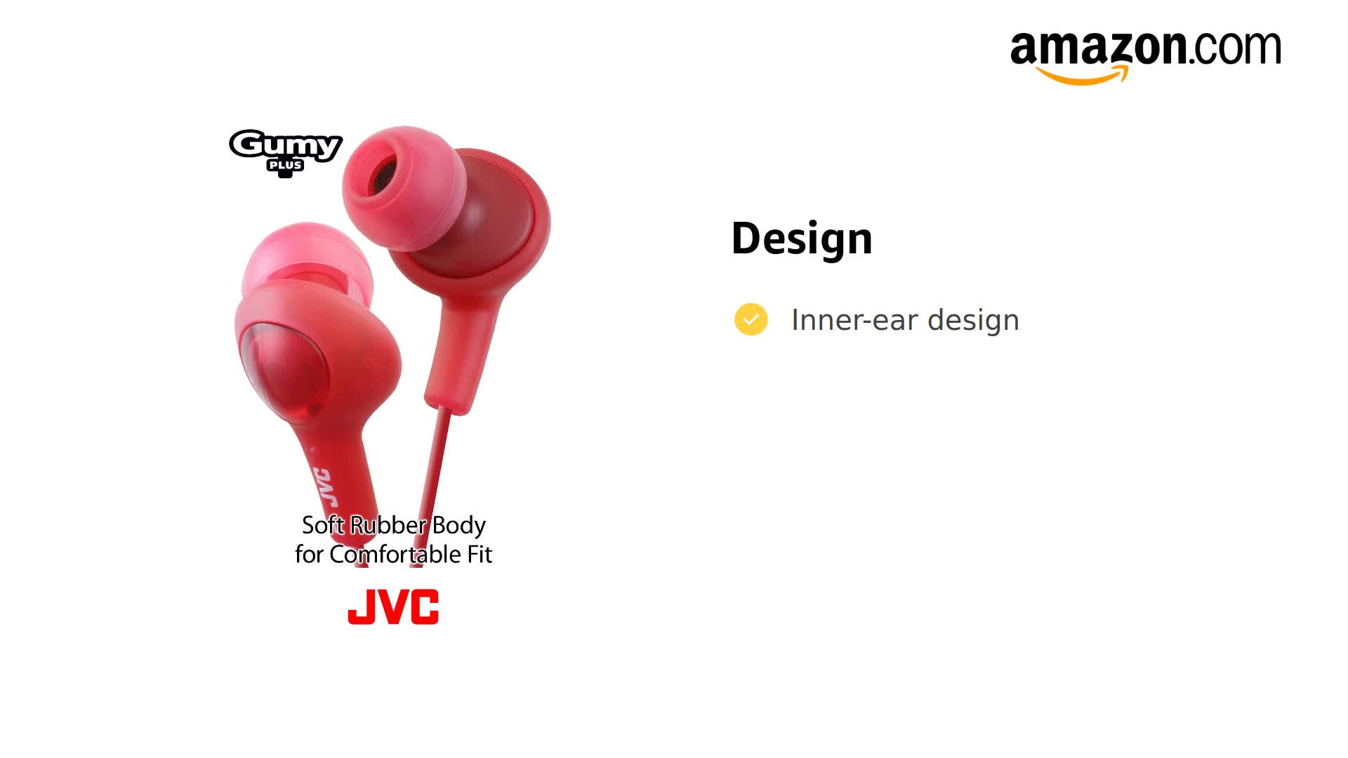 Amazon.com: JVC HAFX5P Gumy Plus Inner Ear Headphones (Pink