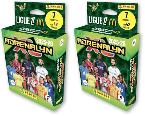 Panini ADRENALYN Ligue 1 McDonald's 2025-2026 Trading Cards Game Blister 7 Pochettes (Lot de 2)