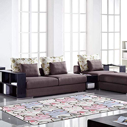 Tapis de sol antidérapant et lavable grand format motif lapin - 4