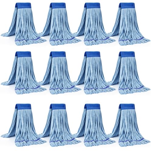 Image of Matthew Microfiber Tube Mop(Meduim,Blue,12Pack) Heavy Duty Mop Head Replacement,Excellent Absorbency,Premium launderability,Reusable,Loop end for Home,Commercial&Industrial Use