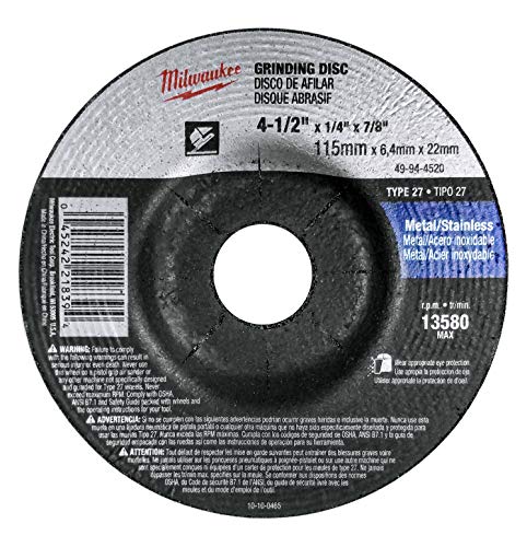 Milwaukee 10 Pack - 4 1 2 Grinding Wheel For Grinders - Aggressive Grinding For Metal & Stainless Steel - 4-1/2" X 1/4 X 7/8-Inch | Depressed #TOP2