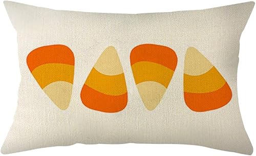 Ogiselestyle Fundas de almohada de maíz de caramelo de Feliz Halloween, 12 x 20 pulgadas, color naranja, decoración de Halloween para el sofá del