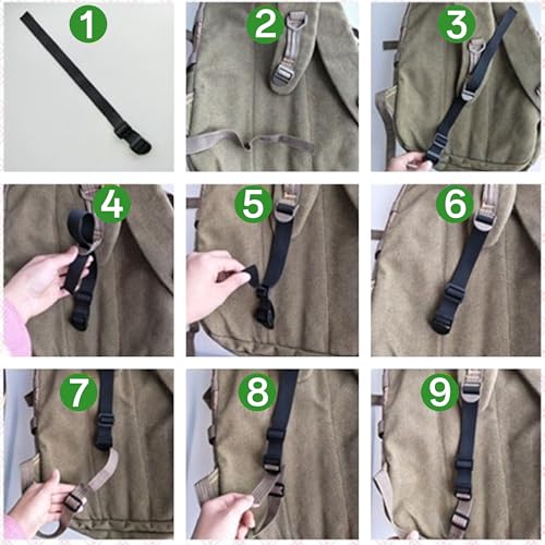 Image of 4 Pack Backpack Extender Strap Extension Connector, Adjustable Buckles for Travel Laptop Bag, Bookbag, Daypack, Sprayer & Shoulder Straps