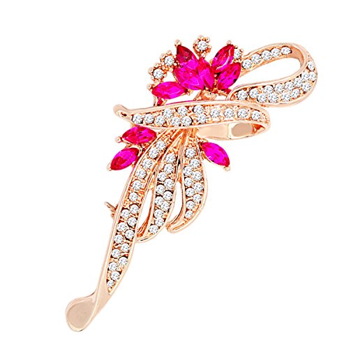 Merdia Created Crystal Fancy Vintage Style Brooch Pin for Women, Girls, Ladies-Pink Crystal