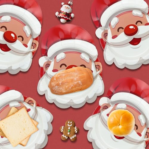 Christmas Plates, 60 Pcs Santa Paper Plates for Merry Christmas Decorations Xmas Winter Holiday Party Supplies – Image 4