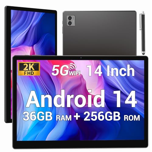 BEYNIVAN Tablet 14 Pulgadas Android 14 Tableta 5G WiFi,11580mAh y 20W,36GB RAM+256GB ROM/2000 * 1200...