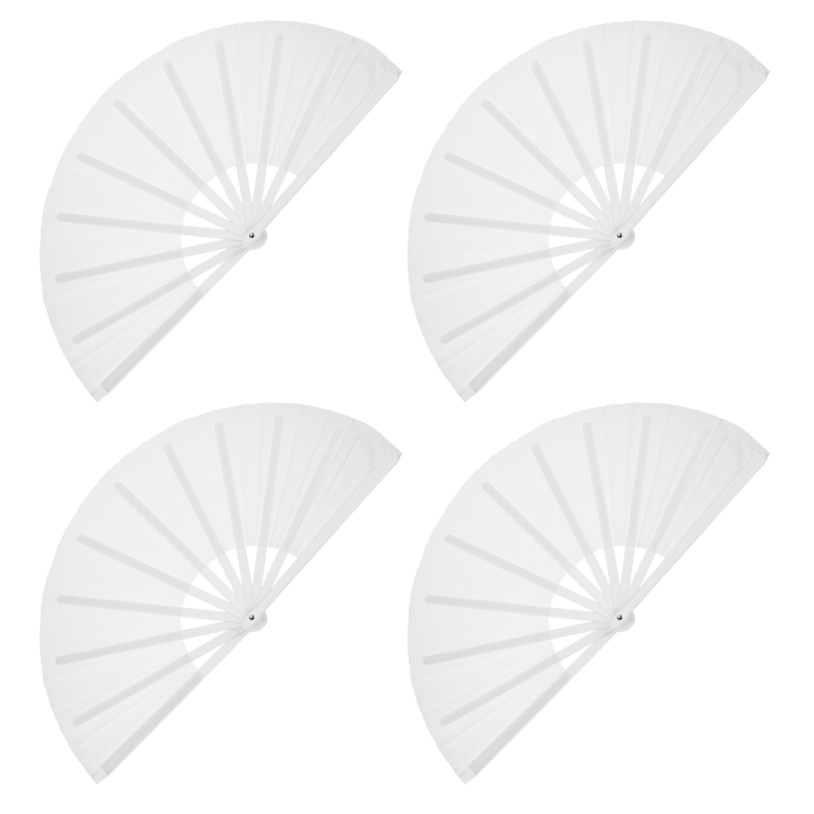 sourcing map 4Pcs Large Folding Hand Rave Fan, Decorative Handheld Folding Hand Clacking Fan for Line Dancing Festival Party Performance Decoration, White