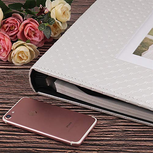 Recutms 60 Pages Diy Scrap Book Photo Album 4X6 5X7 8X10 Pictures Pu Leather Cover Wedding Photo Album Baby Picture Book Family Pictures Of Any Size Scrapbook Album(White) #TOP2