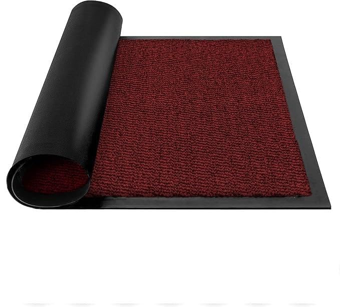 STL Washable Door Mats (Red,40x60cm) Indoor & Outdoor Non-Slippery Heavy Duty Absorbent Dust & Dirt Grabbing Trapper Door mats Floor Barrier Rubber Back