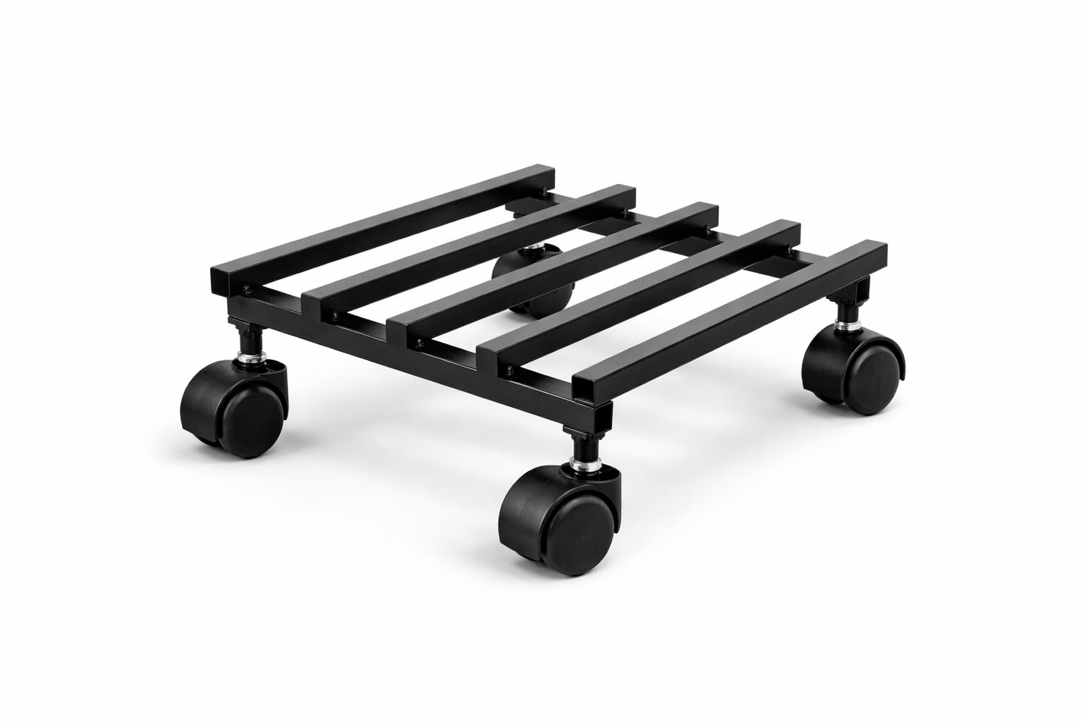 Heavy Duty Metal Plant Caddy Dolly with 360° Rotating Wheels | Strong Plant Stand Trolley for Large Pots & Planters | Anti-Rust Black Finish | Load Capacity up to 40 KG | Indoor & Outdoor Use (BLACKK, PACK OFF 1)