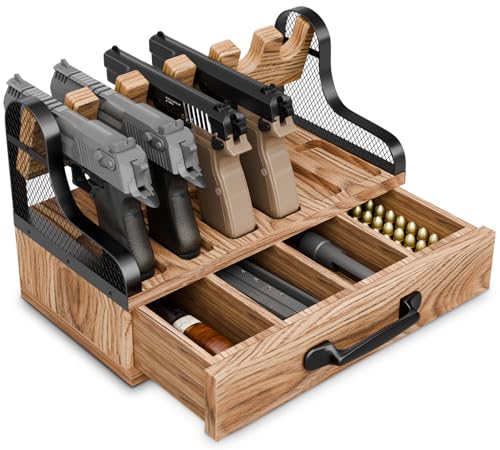 handrong Pistol Rack,Adjustable Pistols Holder for Gun Safe, Wood Handgun