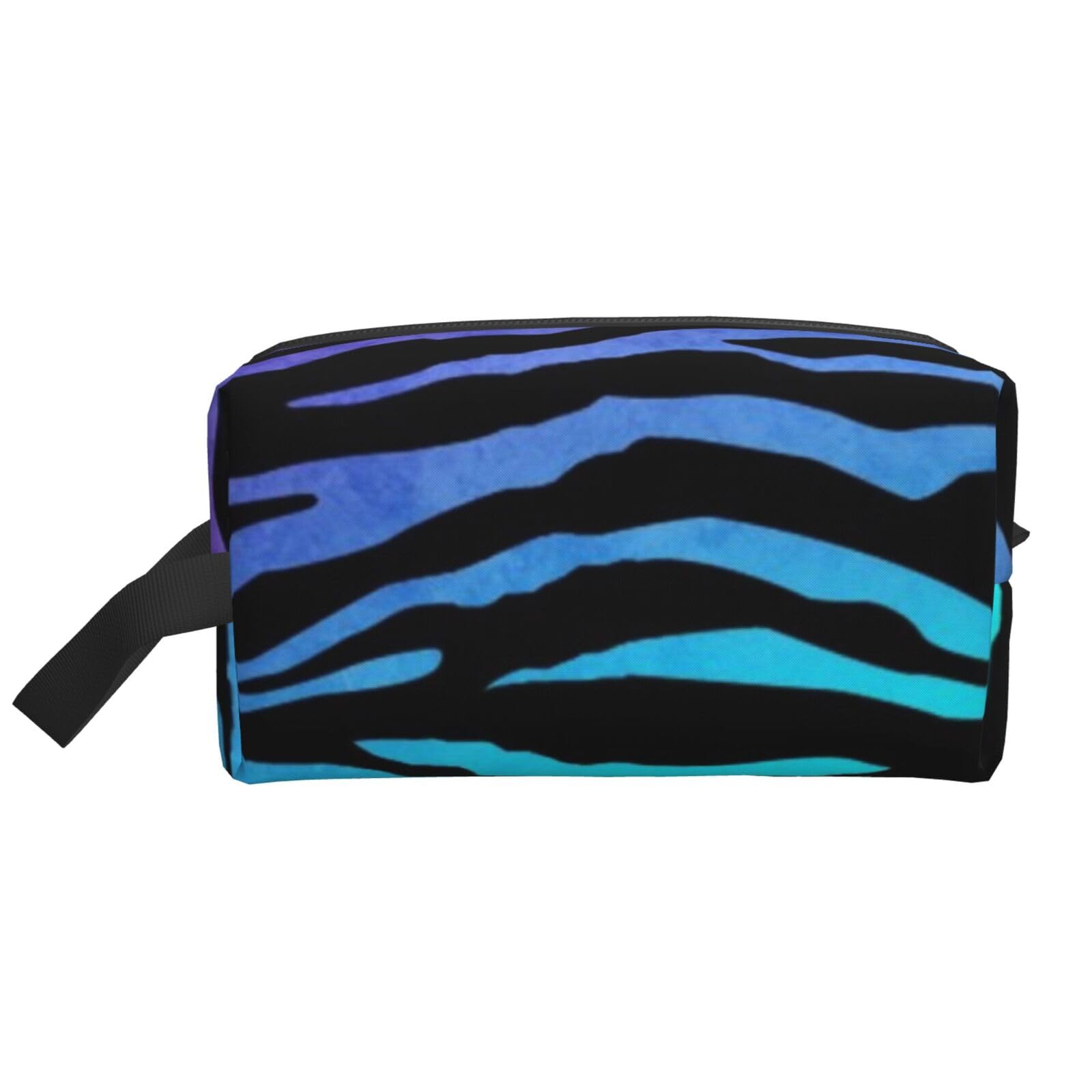 Ercgad Unisex White Purple Blue Green Camouflage Zebra Stripes Print Large Capacity Travel Toiletry Bag Cosmetic Pouch Daily Storage Makeup Case