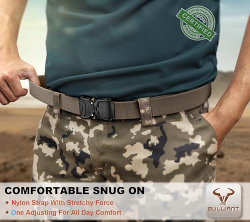 Image of BULLIANT Men Stretch Tactical Web Belt MultiPack 1.5 inch-Adjustable Fit | Smooth Sliding for Micro Fit - Tailored for Exact Size-Holeless for Golf Jeans or Casual