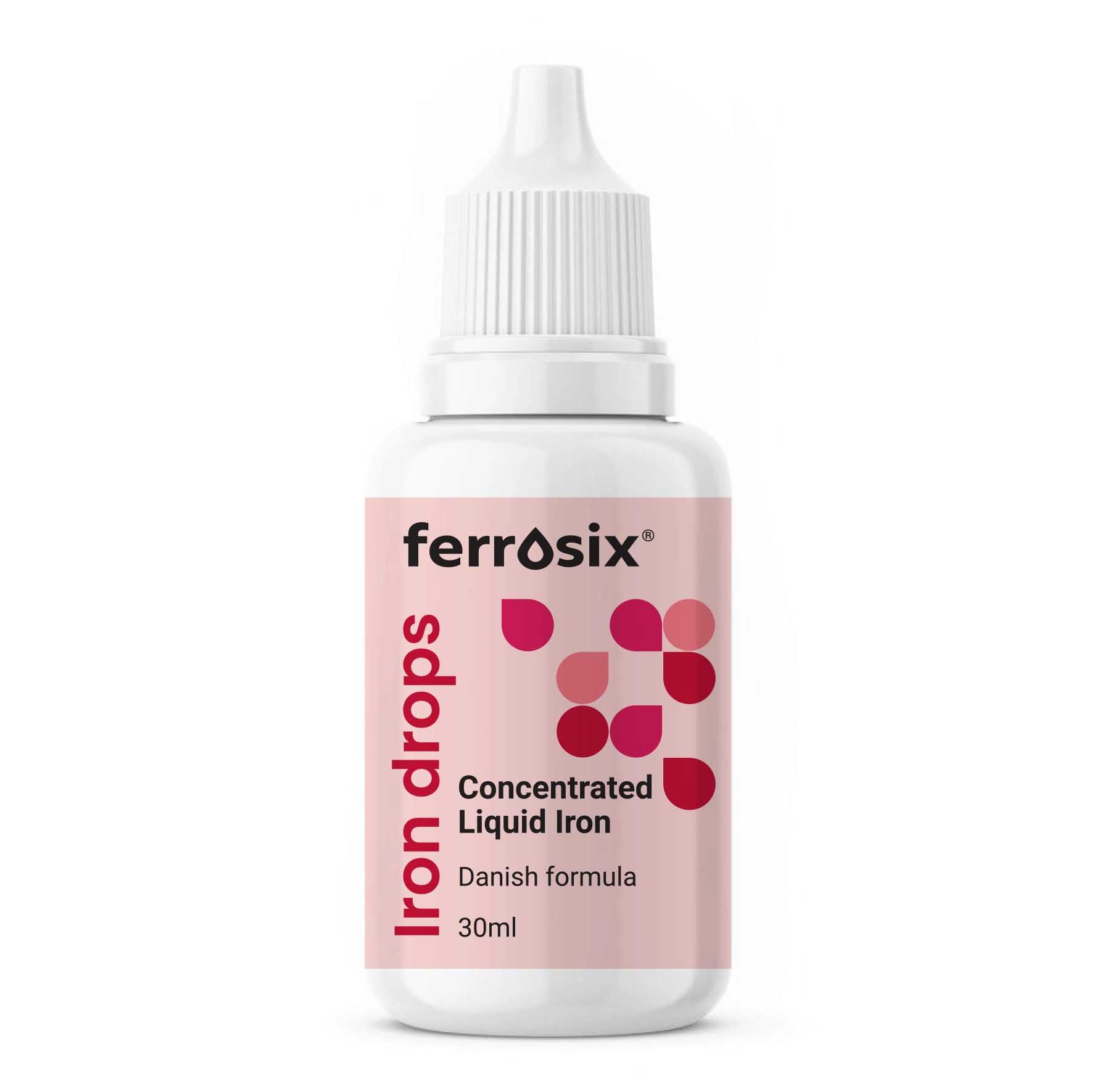 Ferrosix Gentle Iron Drops – 30ml Liquid Iron Bisglycinate with Vitamin C, Vegan, Easily Absorbed. Small Daily Dose. 8–12 Weeks Supply for Adults & Kids