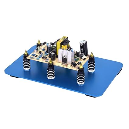 Toolour Soldering Helping Hands 6Pcs PCB Circuit Board Holder ESD Safe,Metal Magnetic Fixture Tower on the Blue Steel Base for Electronic Boards Repairing Soldering Desoldering Rework