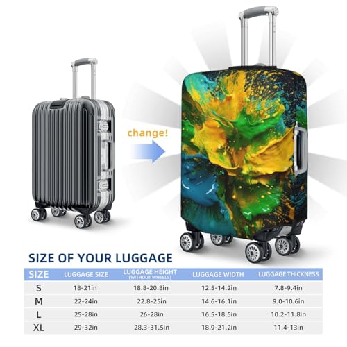 Luggage Cover for Travel Elastic Suitcase Cover Green and Yellow Color Collision Luggage Covers Fashion Suitcase Protector Thickened Baggage Cover Dustproof Suitcase Sleeve Fits 18-32 Inch Luggage2