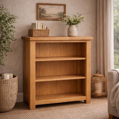Home Furniture Group Ltd Oakcroft Small Bookcase Rustic 2 Shelf Storage Unit Fully Assembled Slim Design