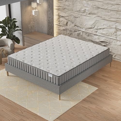 NOVEMBER- Ensemble Matelas + sommier (140 x 200cm)- Matelas Orionis Mousse Mémoire de Forme & Mousse Haute Densité d’épaisseur 16cm + Sommier Bois Stable & Robuste...