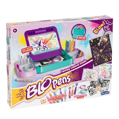 John Adams BLOPENS Fantasy Creative Studio: A Compete Studio Set to Create Amazing Airbrush Pictures | Arts & Crafts | Blow Pens for Kids Colouring Pens Set | Ages 5+