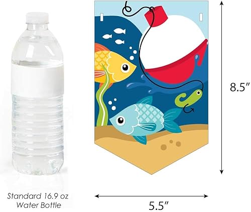 Miniatura 2 de Big Dot of Happiness Let's Go Fishing - Cartel de banderines con temática de peces para fiesta de cumpleaños o baby shower, decoraciones de fiesta,