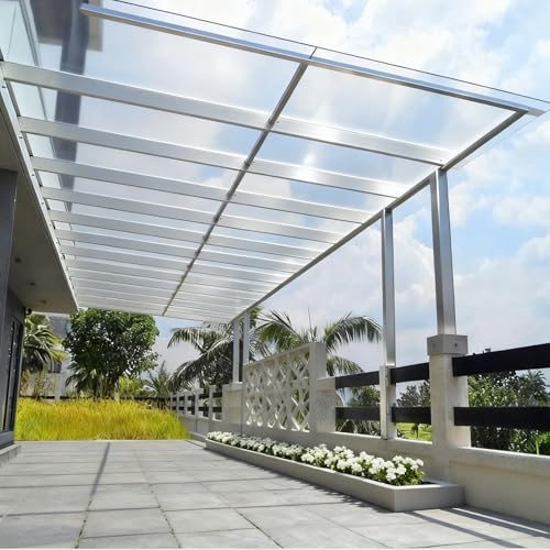 Altovexis Clear Polycarbonate Roofing Sheet Acrylic Plastic Sheet Pergola Roofing Canopy Cover Outdoor Awning Shelter for Greenhouse Shed Carport (4x32.8ft(1.2x10m))