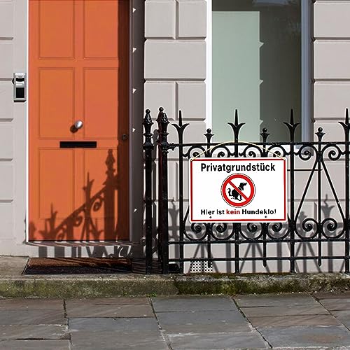 SINMAO Schilder Hunde Verboten Steckschilder Alu 30x20cm(A4), Privatgrundstück Hier ist kein Hunde Schild Verboten mit Pfosten