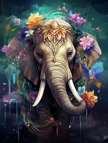 Taxpy Kunstdruck Auf Leinwand Gemälde Elefanten-Farbmalerei-Muster,50 *...