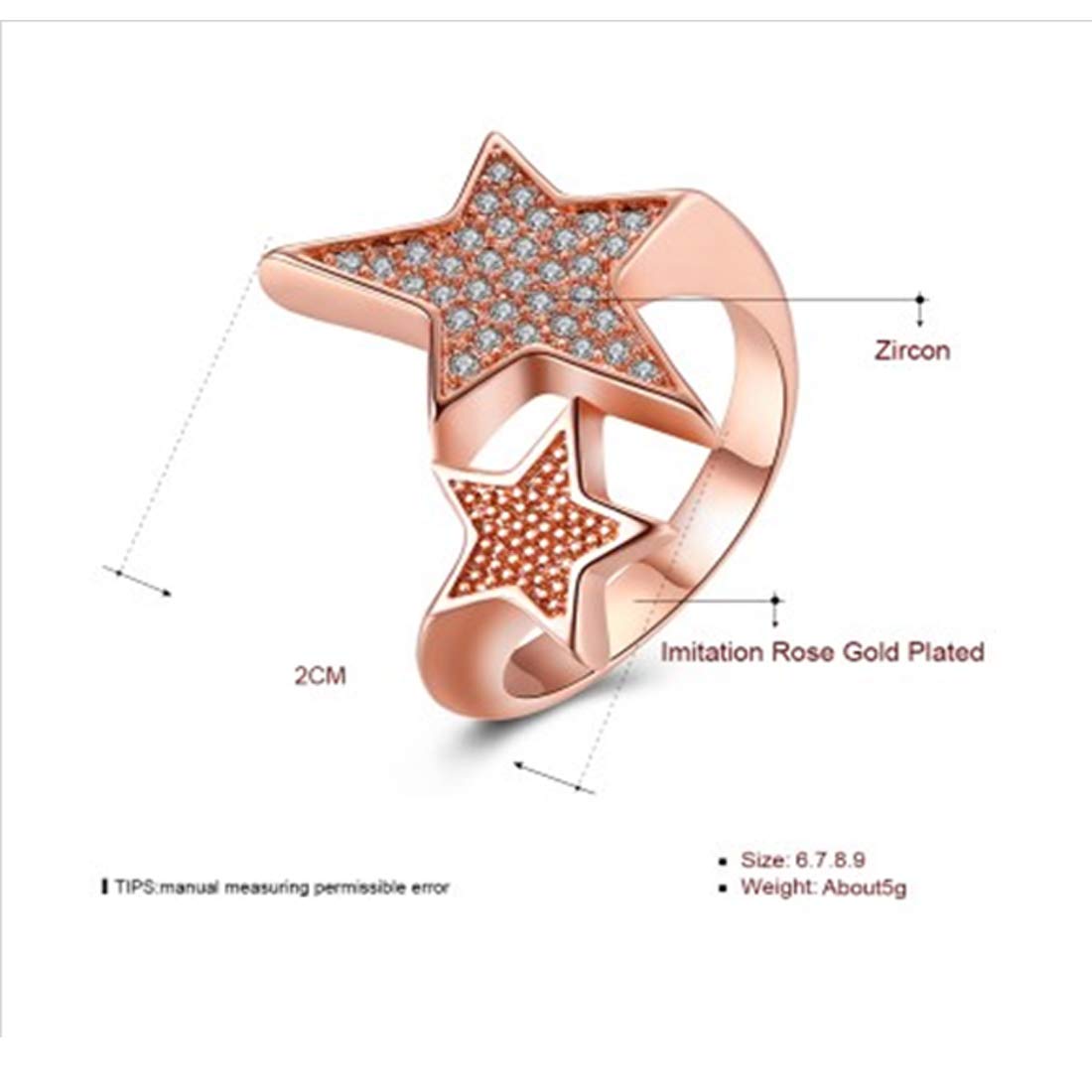 Delicate Star AD Adjustable Ring For Women