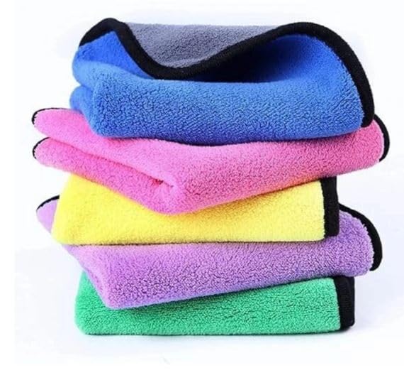 Cotton Bolls Microfiber Cloth 4 pcs, 30x40 cm, 340 GSM, Multicolor | Thick, Lint & Streak-Free Multipurpose Towels for Car, Bike Cleaning, Polishing, Washing & Home Use-image-21
