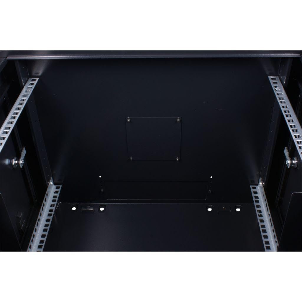 Rockstable 6HE Netzwerkschrank, Serverschrank - 19 Zoll Wandmontage - (BxTxH) 600x440x370mm mit Glastür - Schwarz - Abschließbar - Vormontiert - Traglast 60kg