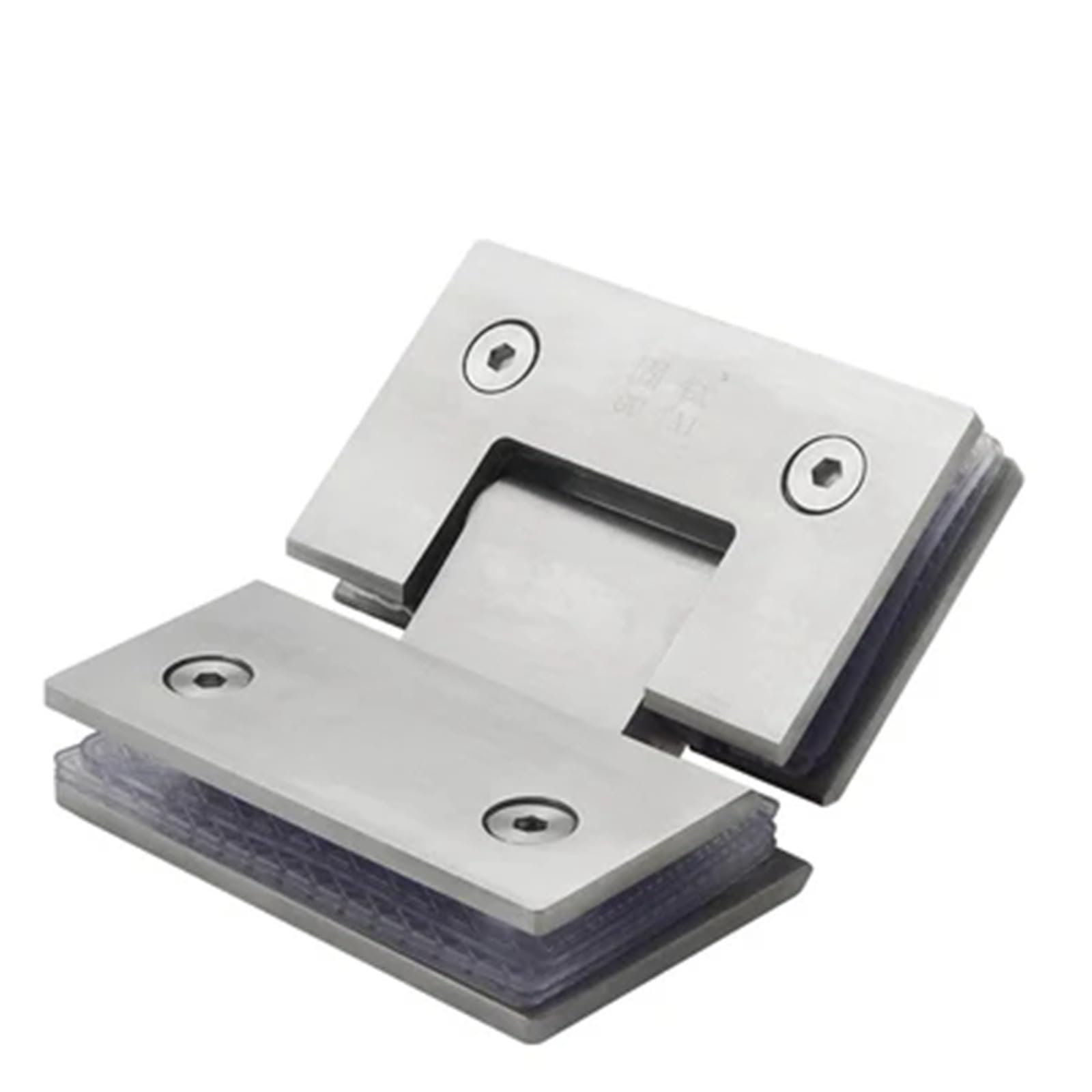 Pknaqwlsx Ss-135 Stainless Steel Frameless Nickel Brush Glass Door Hinge 90 Degrees Of Bathroom Glass Clamp Bathroom Folding Glass Clip Bt-4002(Ss-135)