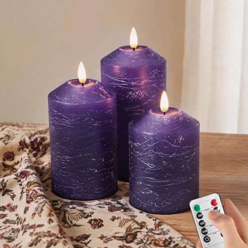 Bougies LED sans flamme violettes pour décoration intérieure sécurisée