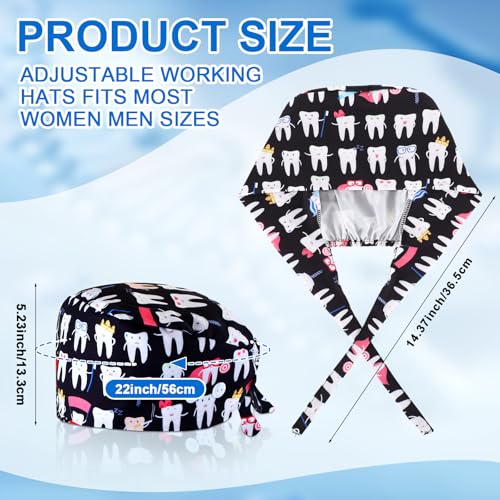 Image of Unittype 4 Pcs Nurse Caps for Women Nursing Working Caps with Button and Sweatband Adjustable Elastic Scrub Hats for Dentist