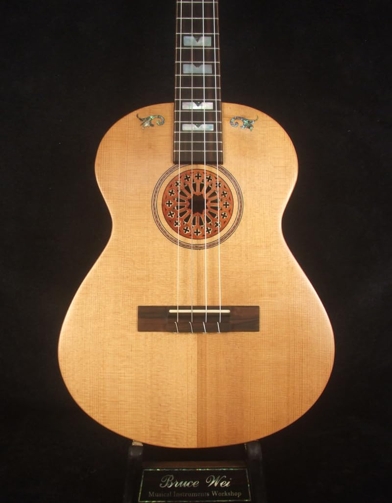 Bruce Wei Solid Indian Rosewood, Spruce 4 String Baritone Ukulele, MOP Inlay UG19-2317