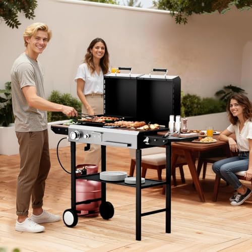 Outopee 2 in 1 Propane Gas Grill and Charcoal Grill Combo - Image 5