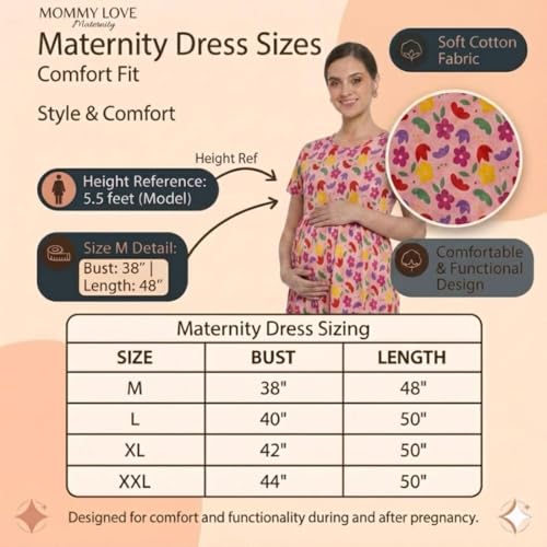 Image of Zero Clothing Feeding Dress for New Moms Casual Loungewear Ankle Length | Cotton Maternity Nighty | Zipless Feeding Dresses for Women | Pregnancy & Nursing Wear