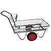 Heavy Duty Garden Trolley Cart - 80kg Capacity Rust-Proof Galvanised Steel Dual-Tray Wheelbarrow Alternative Puncture-Proof Solid Rubber Wheels for Yard Maintenance & Landscaping