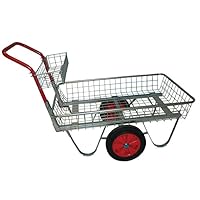 Heavy Duty Garden Trolley Cart - 80kg Capacity Rust-Proof Galvanised Steel Dual-Tray Wheelbarrow Alternative Puncture-Proof Solid Rubber Wheels for Yard Maintenance & Landscaping