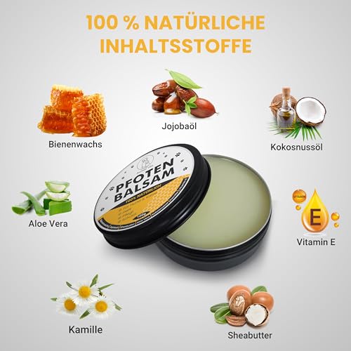 Animal Vita® Pfotenbalsam 100ml für Hunde und Katzen [mit Bienenwachs] 100% natürliche Inhaltsstoffe - Pflegt rissige und spröde Pfoten - Natürliche Pfotenpflege - Nasenbalsam ohne Parfüm