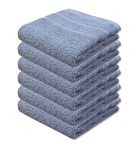 A & B TRADERS Guest Towels Packs 100% Egyptian Cotton 30cm x 50cm Soft Quick Dry (Silver, 6)