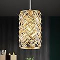 MERINEA Modern Gold Crystal Pendant Light Fixture – Mini Hanging Chandelier with K9 Prisms for Kitchen Island, Bedroom, Bathroom, Dining Room, or Bar (1-Light)