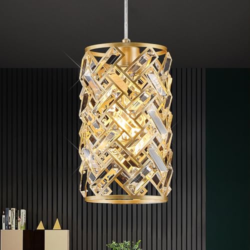 MERINEA Modern Gold Crystal Pendant Light Fixture – Mini Hanging