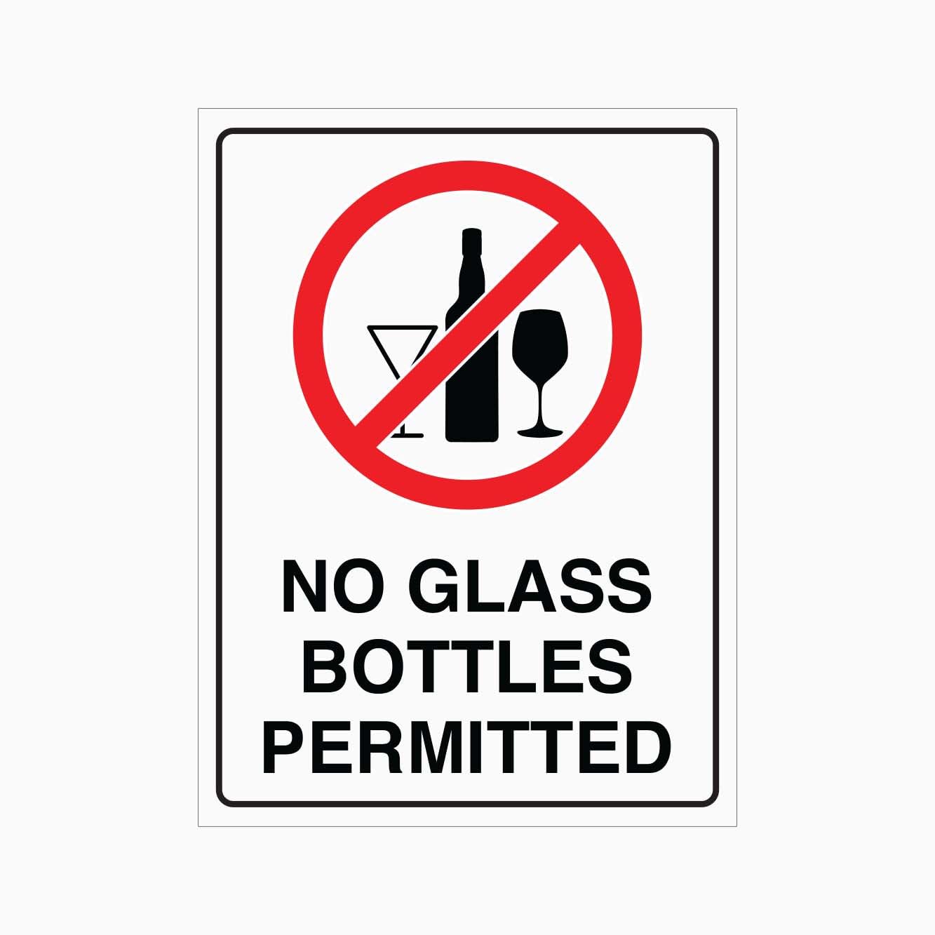 NO GLASS BOTTLES PERMITTED Sign Public Area Safety Metal Tin Sign 12x8 inch for Industrial & Commercial Series