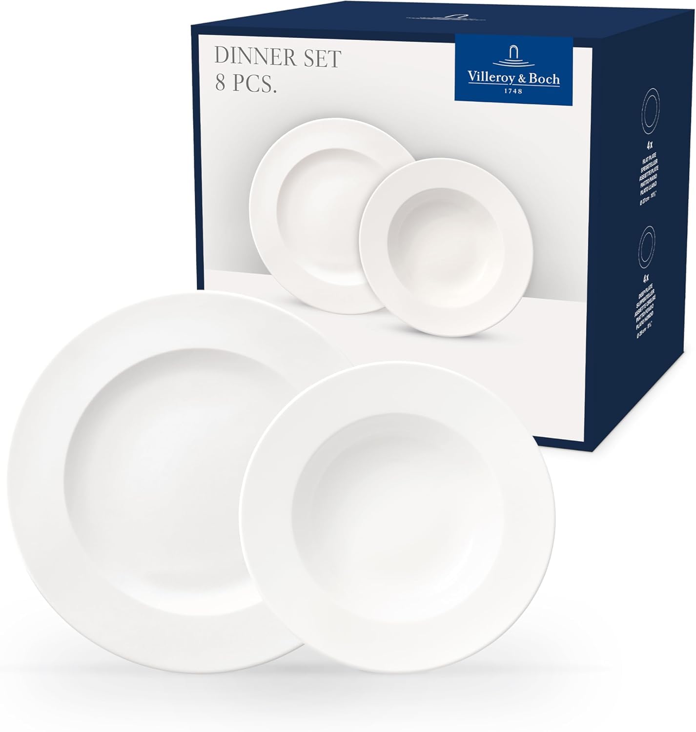 Set d'assiettes de table 16 pièces blanc Villeroy & Boch For Me
