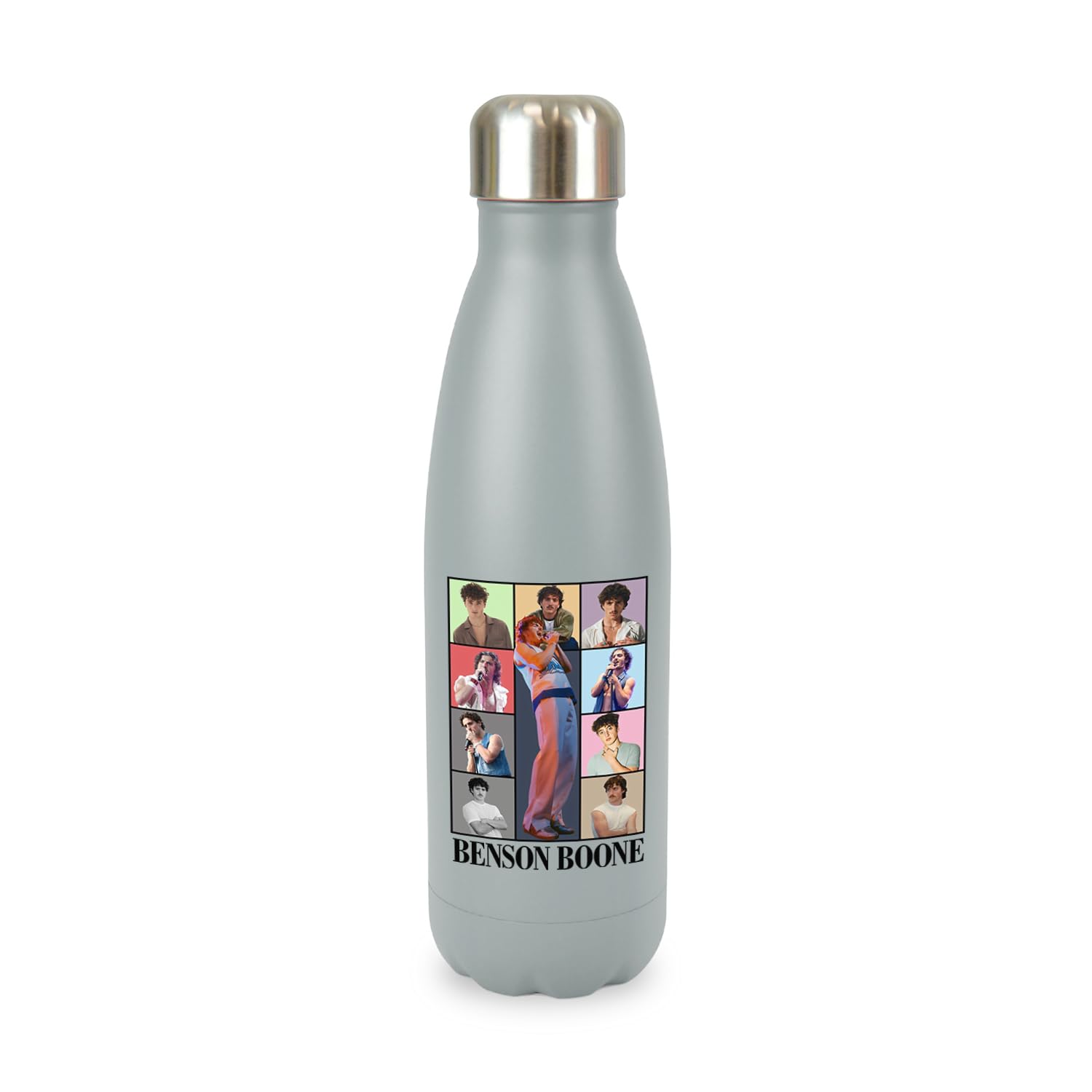New Spirit Original Grey Boxes Design Benson Boone, Screw Top Lid Stainless Steel Water Bottle Drinks Cup Water Bottle Refill Cute Fun Explore Travel