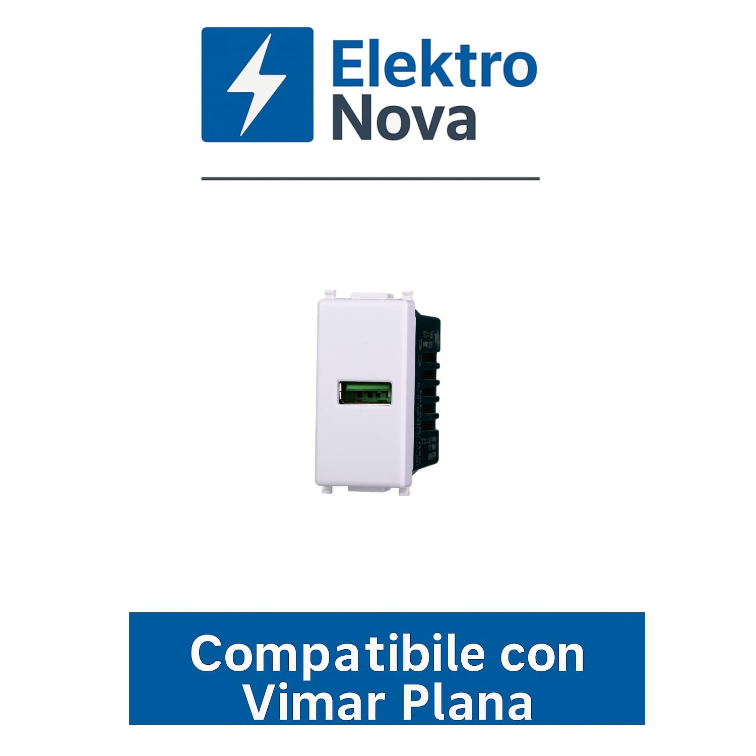 Elektronova Presa USB Type-A 5V 2.1A caricatore Bianco compatibile Vimar Plana Caricatore 2401