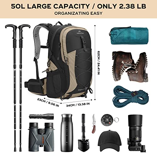 Image of Maelstrom 50L Hiking Backpack, Lightweight Camping Daypack with Rain Cover