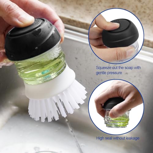 Image of CELOX Dish Scrubber with Handle Kitchen Scrub Brushes for Cleaning Sink, Pot